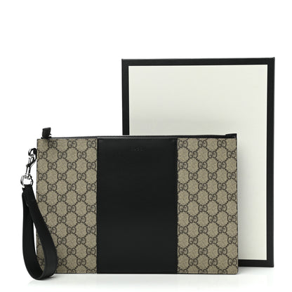 Gucci GG Supreme Monogram Zip Wristlet Pouch Beige Black 10 of 10