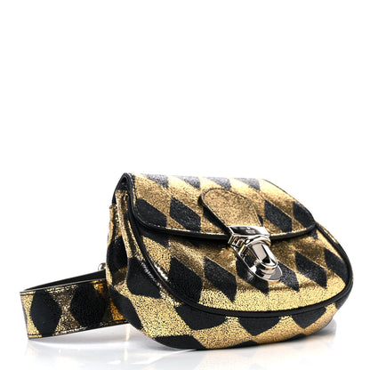 Gucci Metallic Cracked Calfskin Belt Bag Gold Black 4 of 13