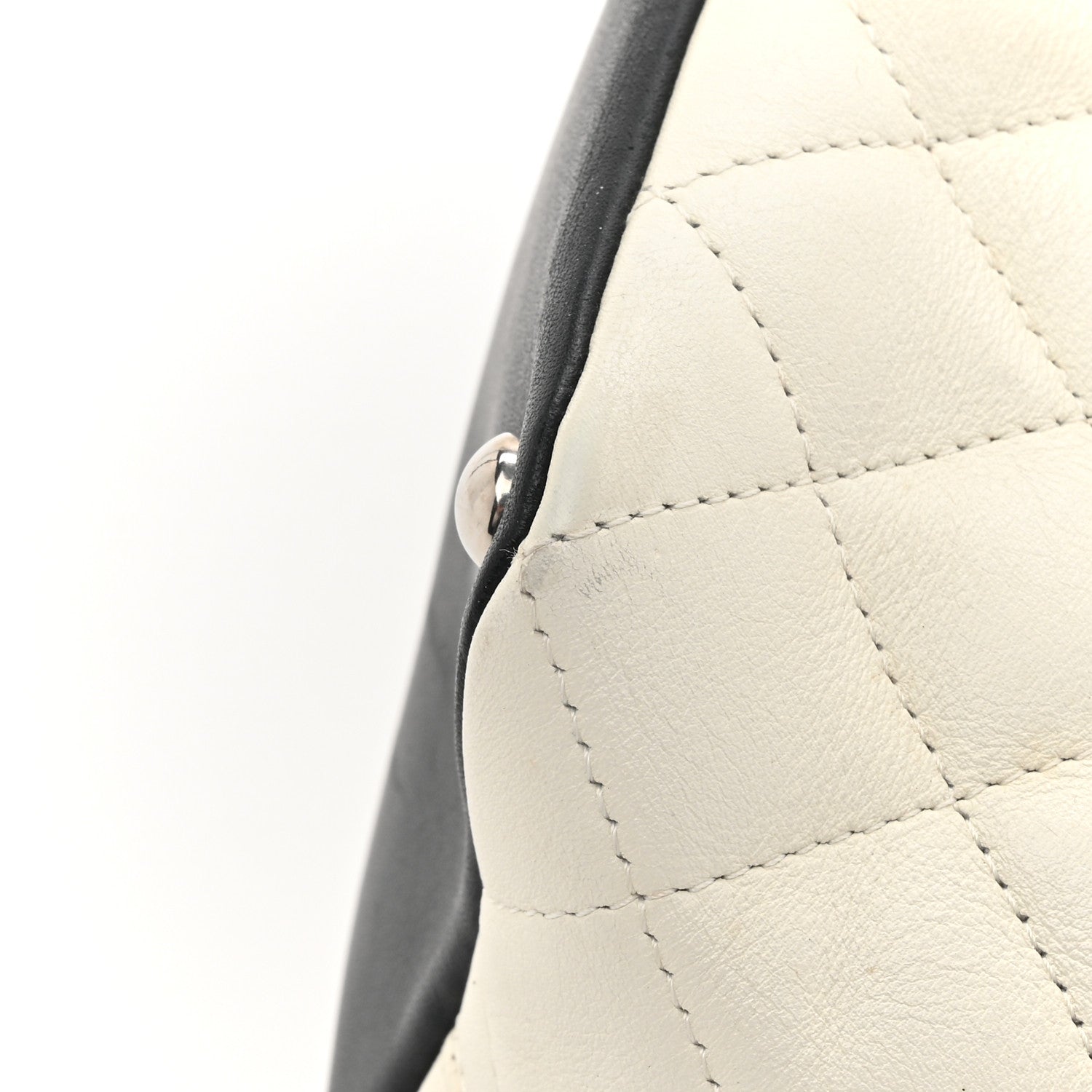 Chanel Calfskin Quilted Medium Cambon Tote White Black 16 of 17