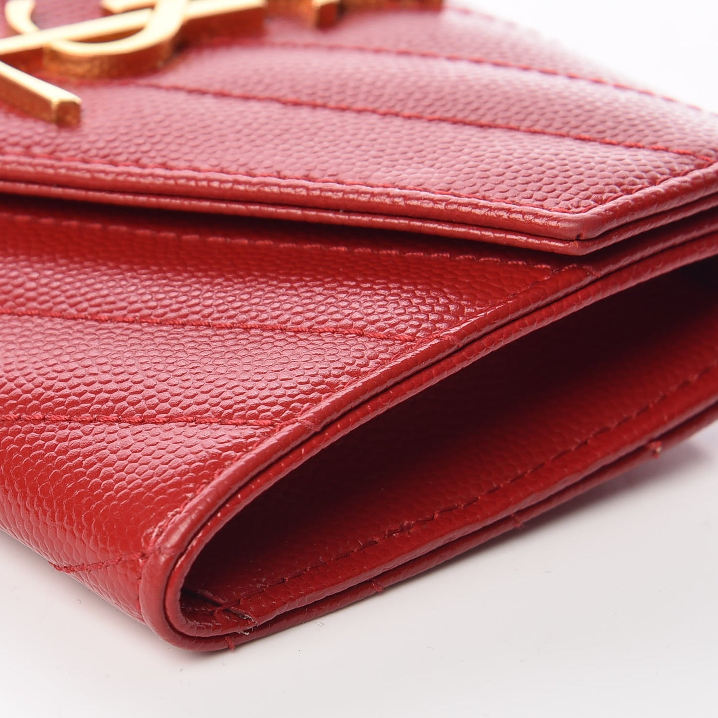 Grain De Poudre Matelasse Chevron Small Monogram Envelope Wallet New Red