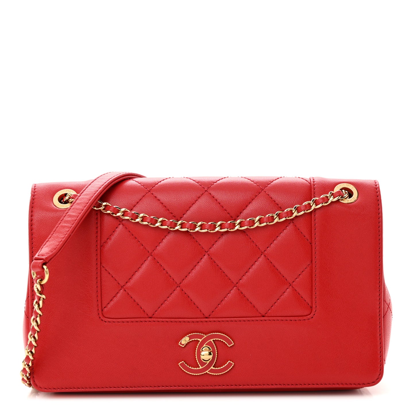 Sheepskin Quilted Medium Vintage Mademoiselle Flap Red