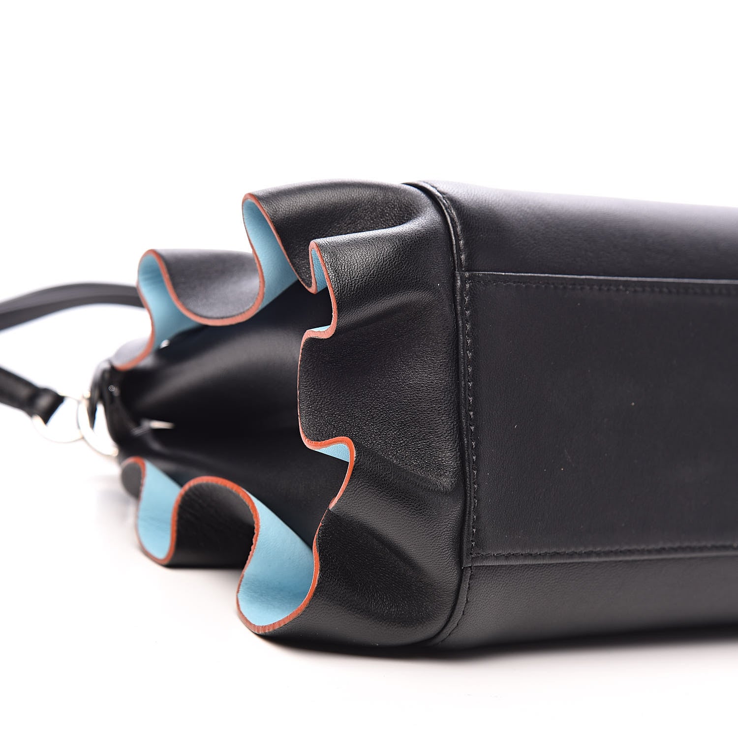Fendi Nappa Waves Bi-Color Mini Peekaboo Iconic Satchel Black Turchese 9 of 11