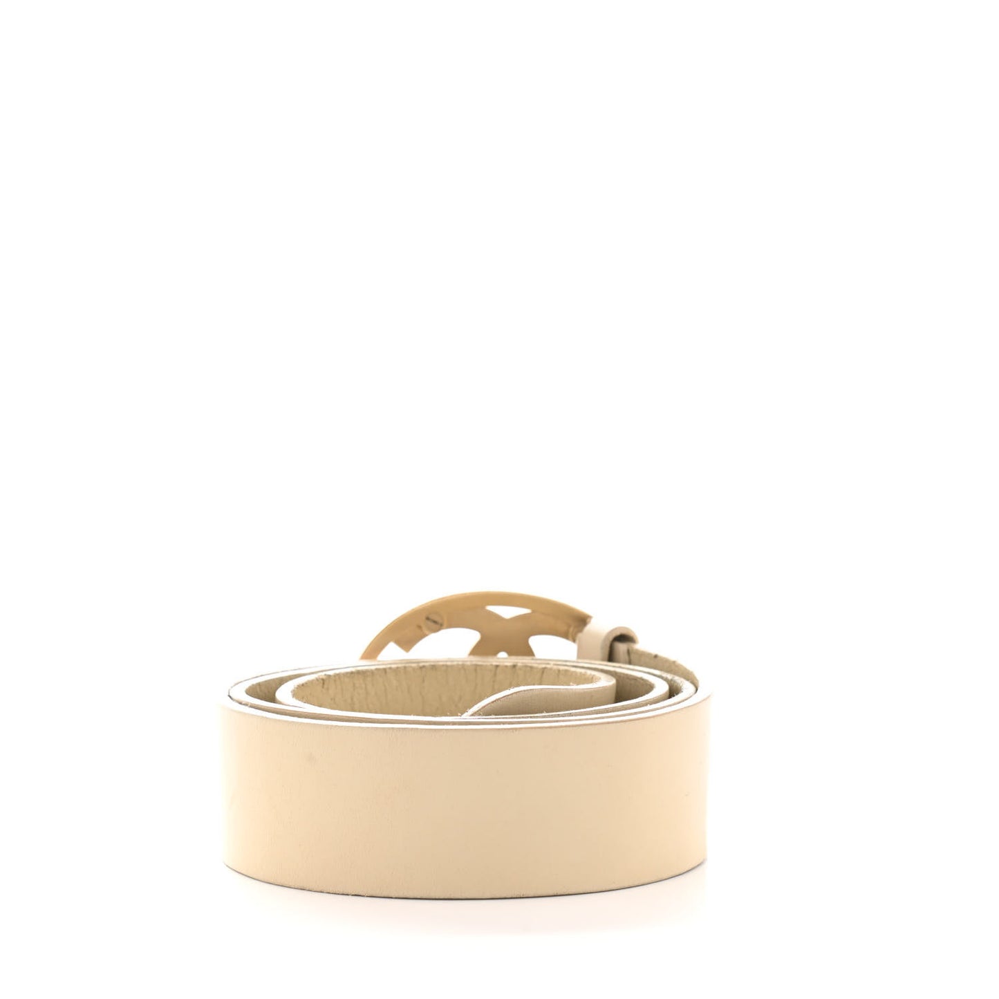 Calfskin Enamel CC Logo Belt Light Beige
