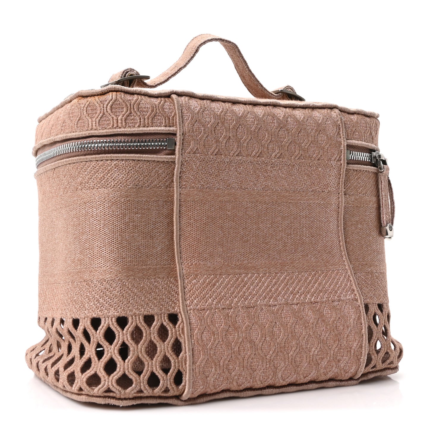 Mesh Embroidered Diortravel Vanity Case Clay