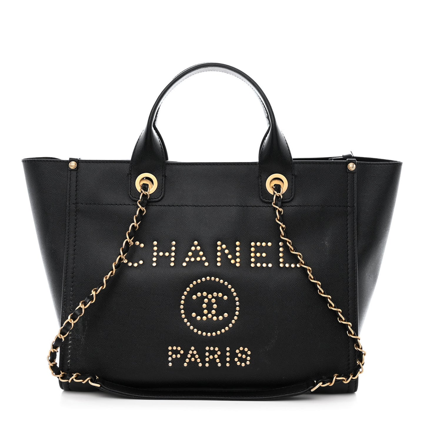 Caviar Small Studded Deauville Tote Black