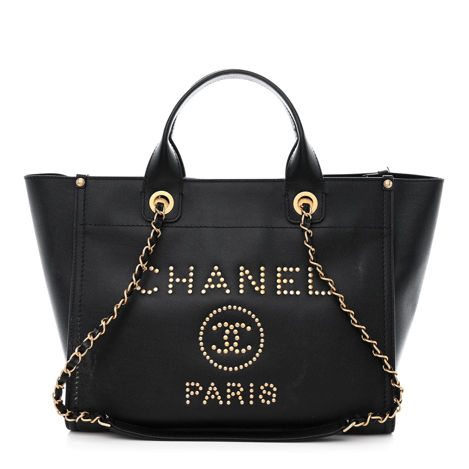 Chanel Caviar Small Studded Deauville Tote Black 1 of 14