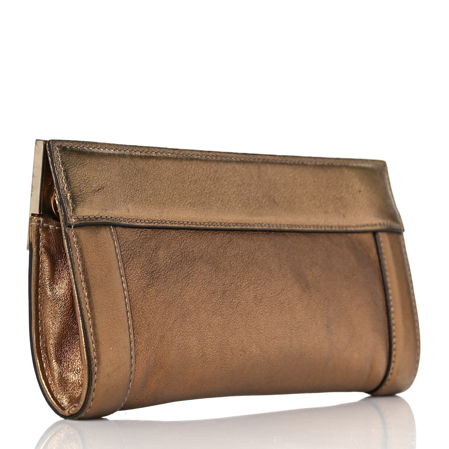 Metallic Calfskin Britt Clutch Bronze