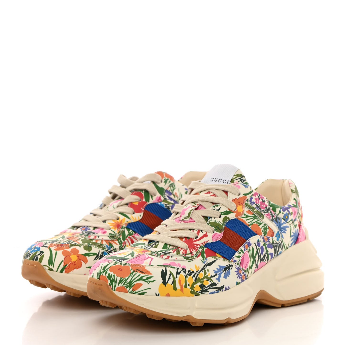 X KEN SCOTT Calfskin Floral Infinity Womens Rhyton Sneakers Mystic White 37.5 Ivory Pink Mystic White
