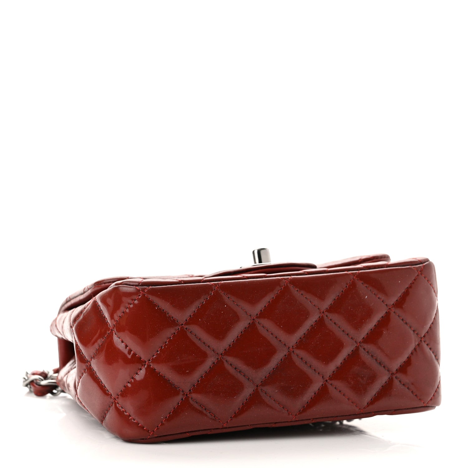 Chanel Patent Quilted Mini Square Flap Dark Red 4 of 10