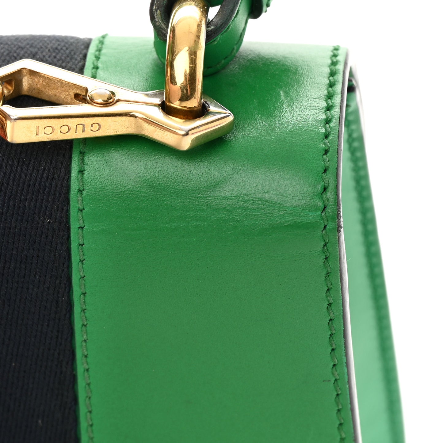 Vitello Fontanella Web Mini Sylvie Top Handle Bag Synthetic Green Garden