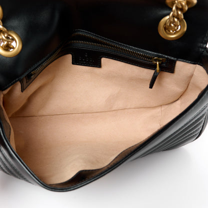 Gucci Calfskin Matelasse Small GG Marmont Shoulder Bag Black 5 of 11