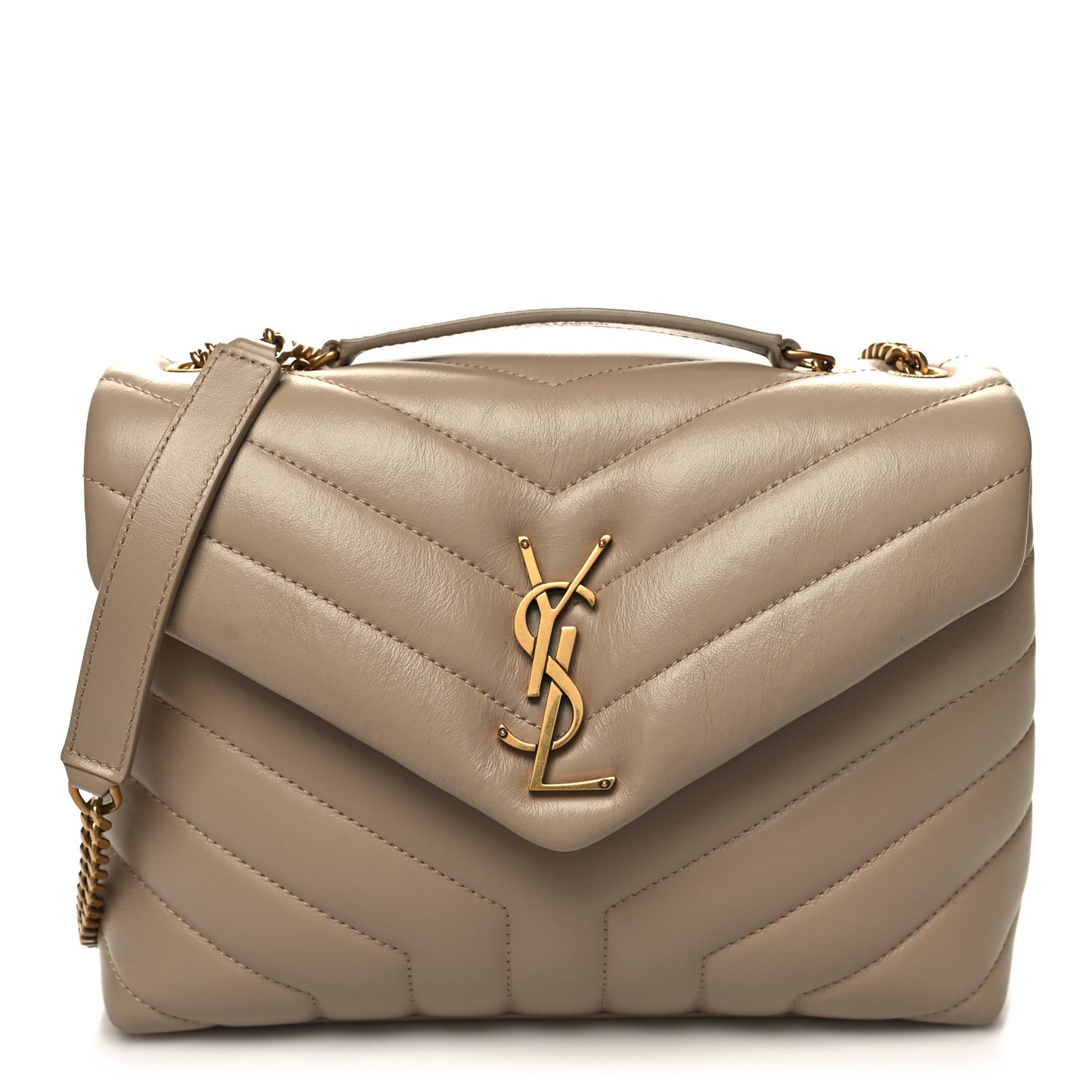 Calfskin Y Quilted Monogram Small Loulou Chain Satchel Light Natural