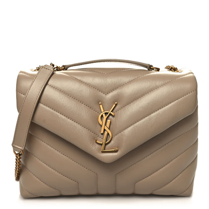 Saint Laurent Calfskin Y Quilted Monogram Small Loulou Chain Satchel Light Natural 1 of 11