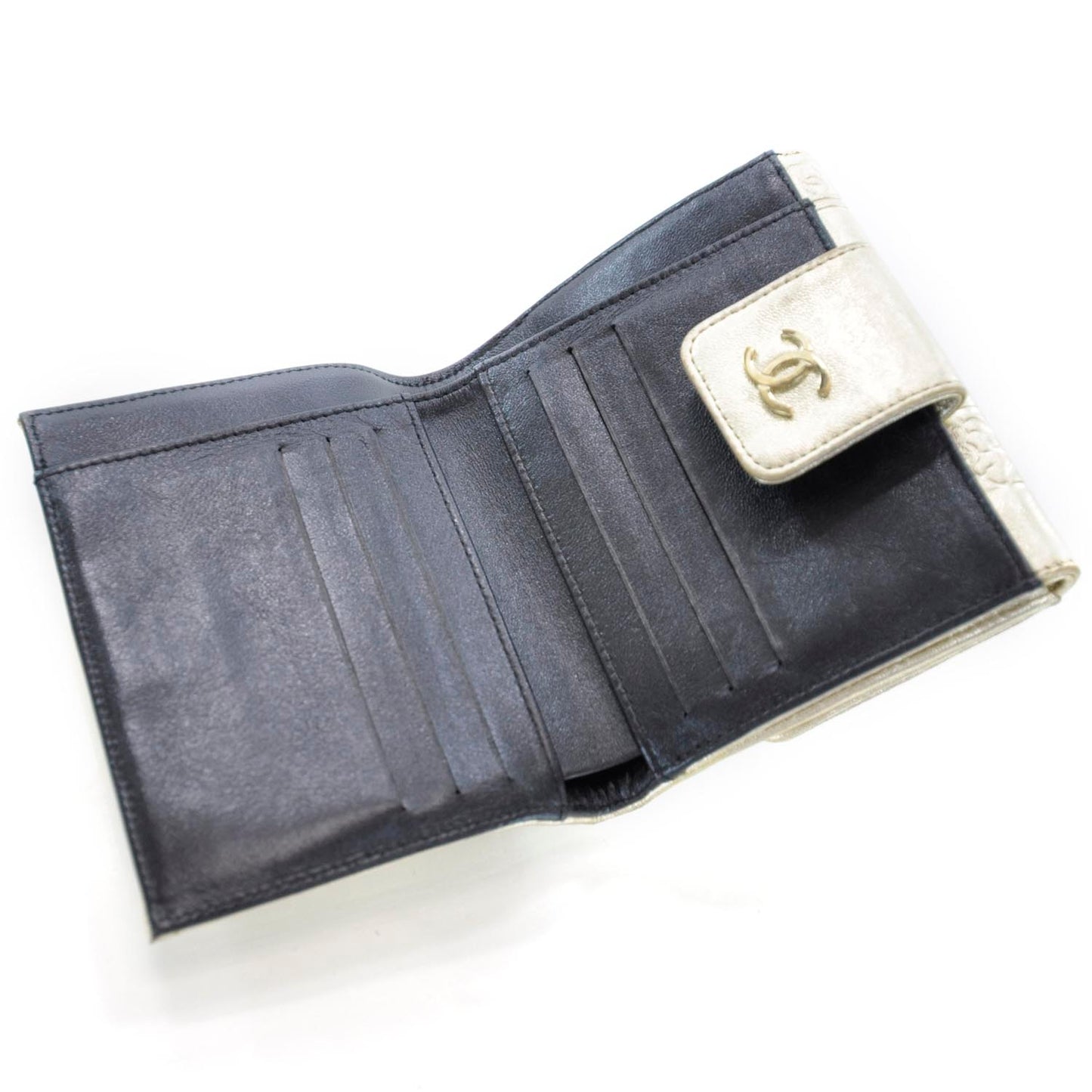 Lambskin Precious Symbols Compact Wallet Gold