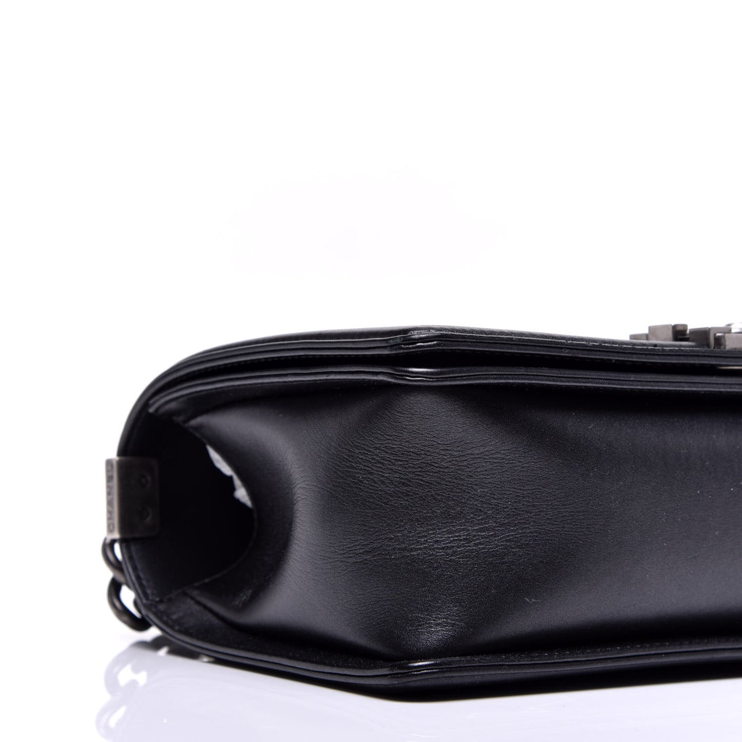 Metallic Calfskin Quilted Medium Boy Flap Black