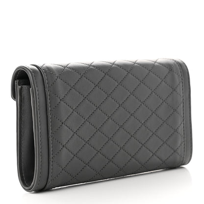 Saint Laurent Lambskin Quilted Monogram Large Gabbie Flap Wallet Storm 3 of 8
