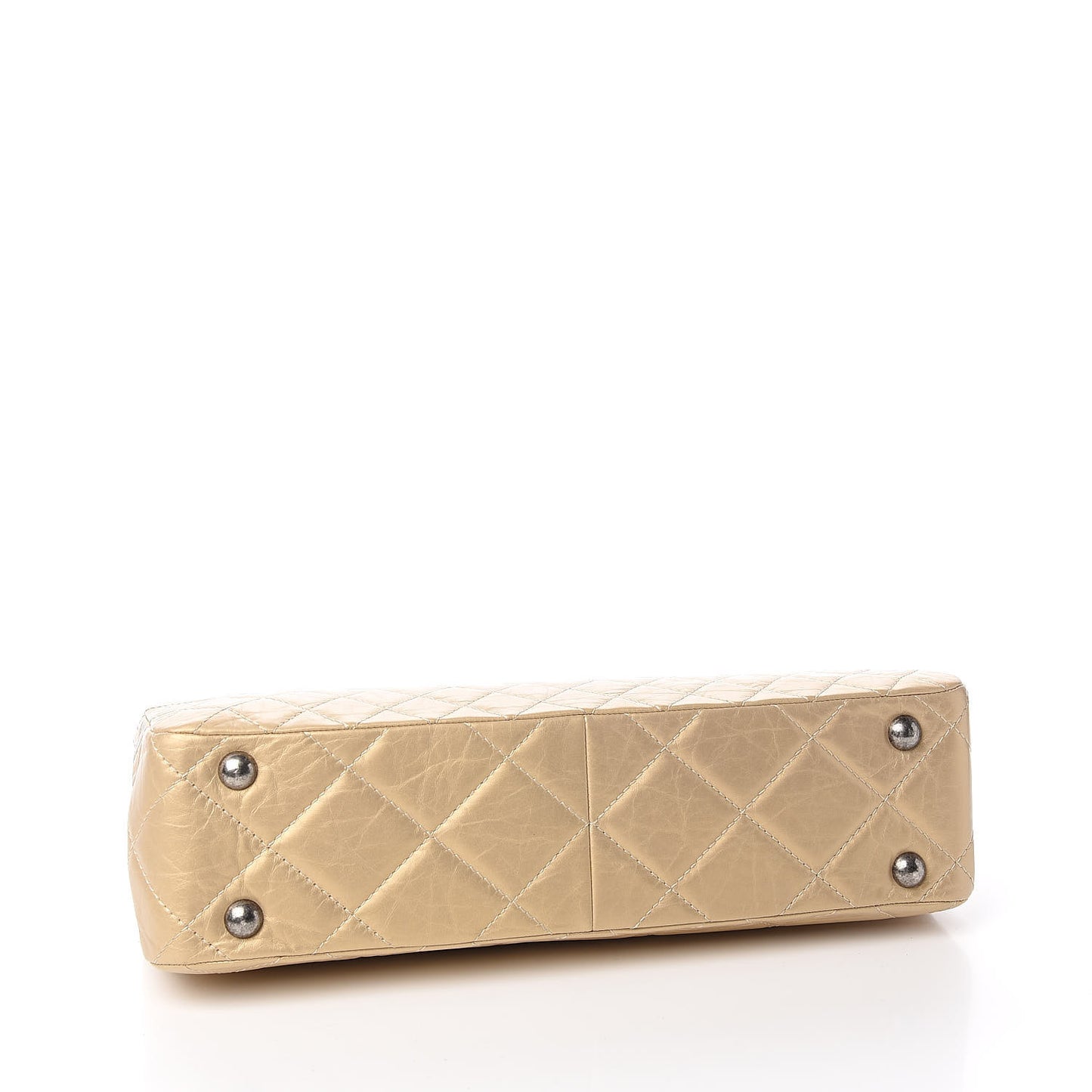 Metallic Aged Calfskin Quilted Reissue 2.55 Tote Light Gold