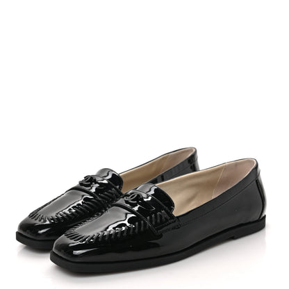 Chanel Patent CC Mocassin Loafers 38 Black 3 of 9