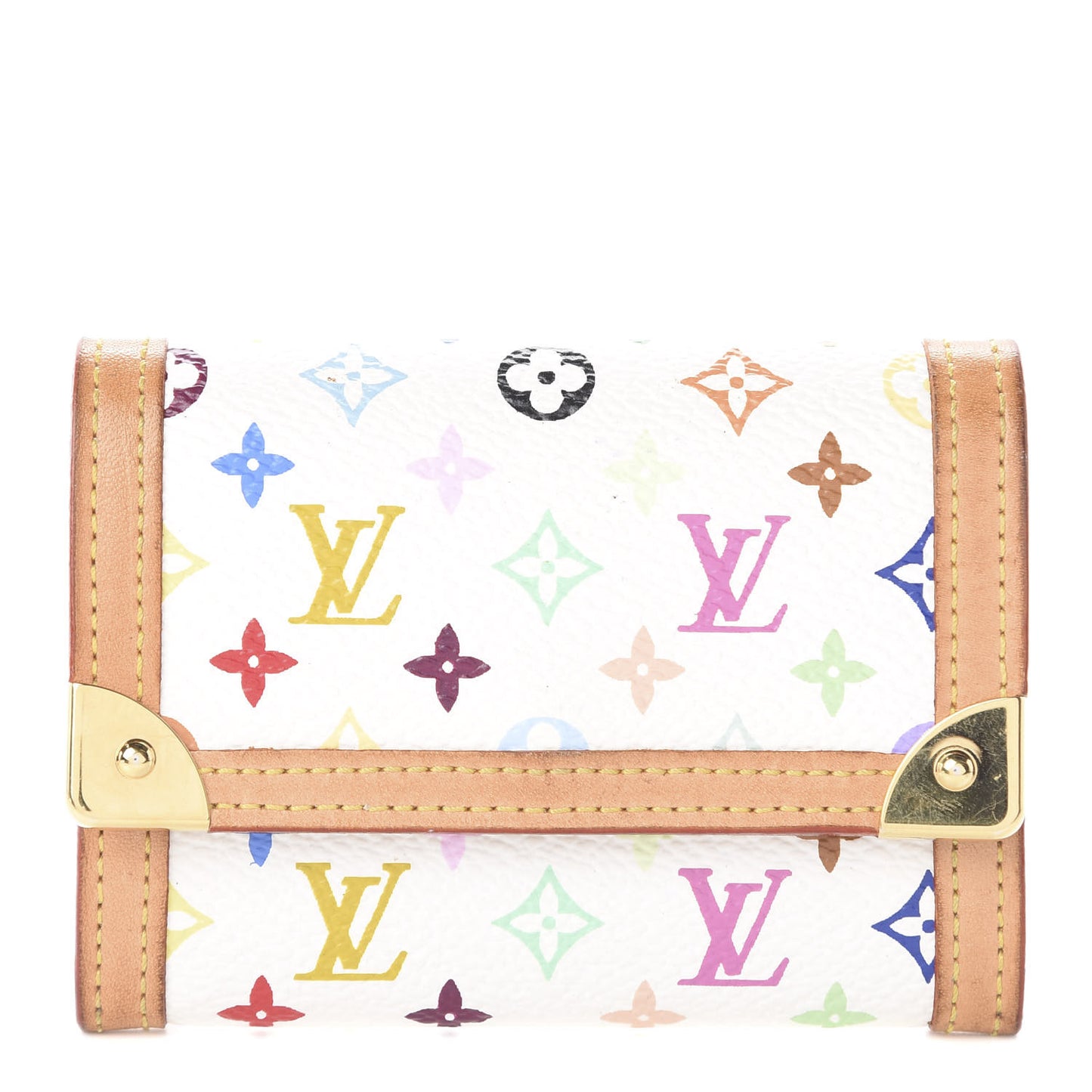 Monogram Multicolor Porte-Monnaie Plat Coin Purse White
