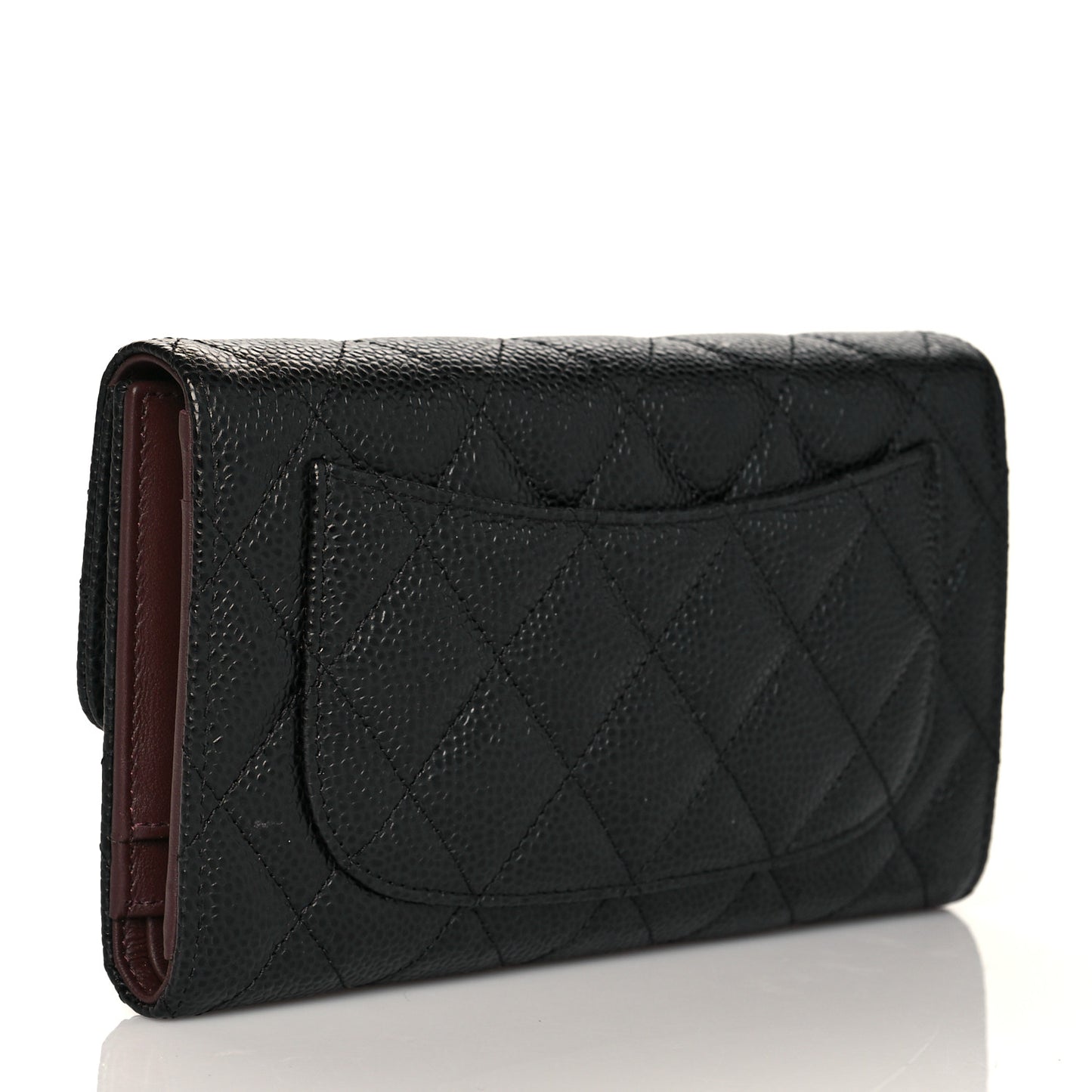 Caviar Quilted Large Flap Wallet Black
