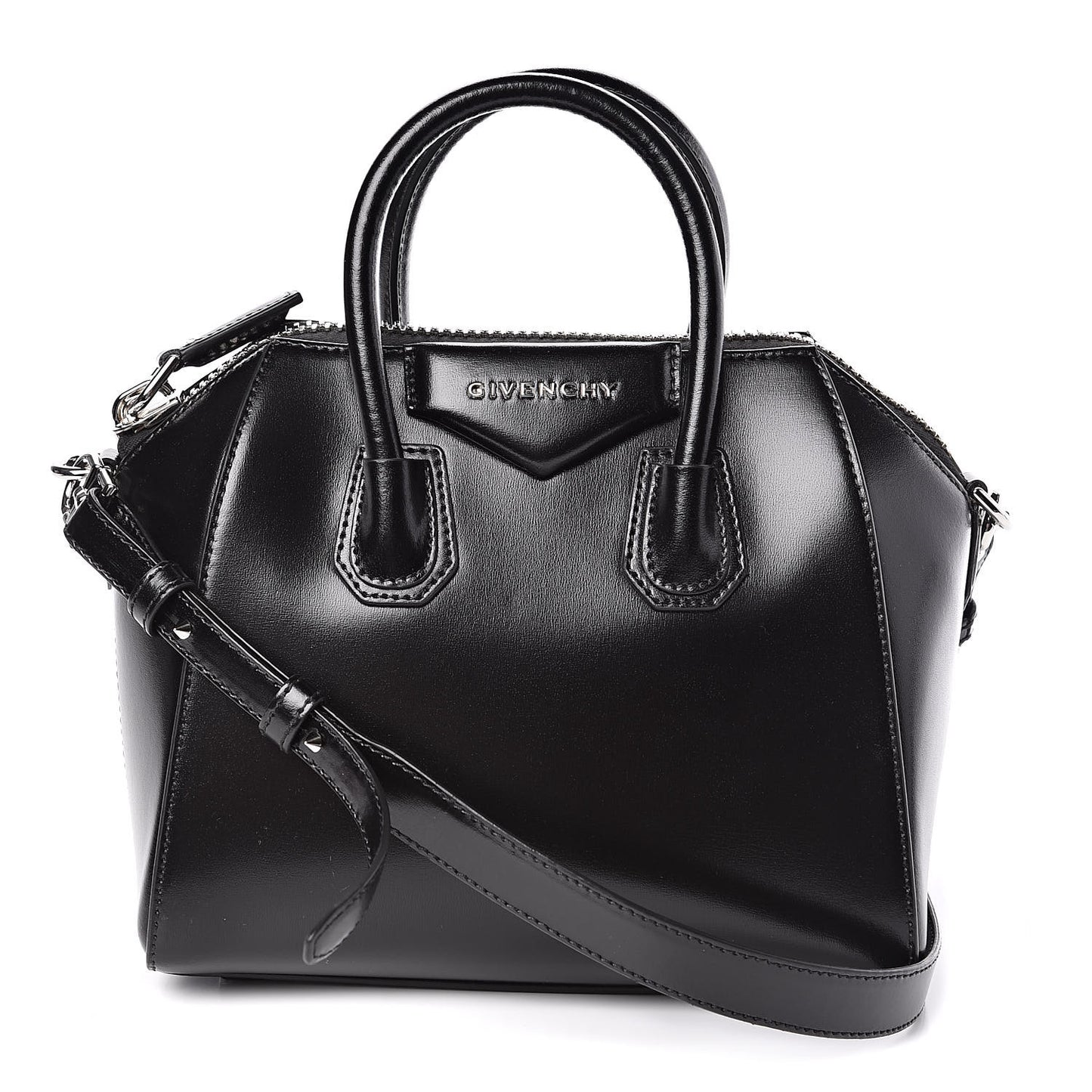 Shiny Lord Calfskin Mini Antigona Black