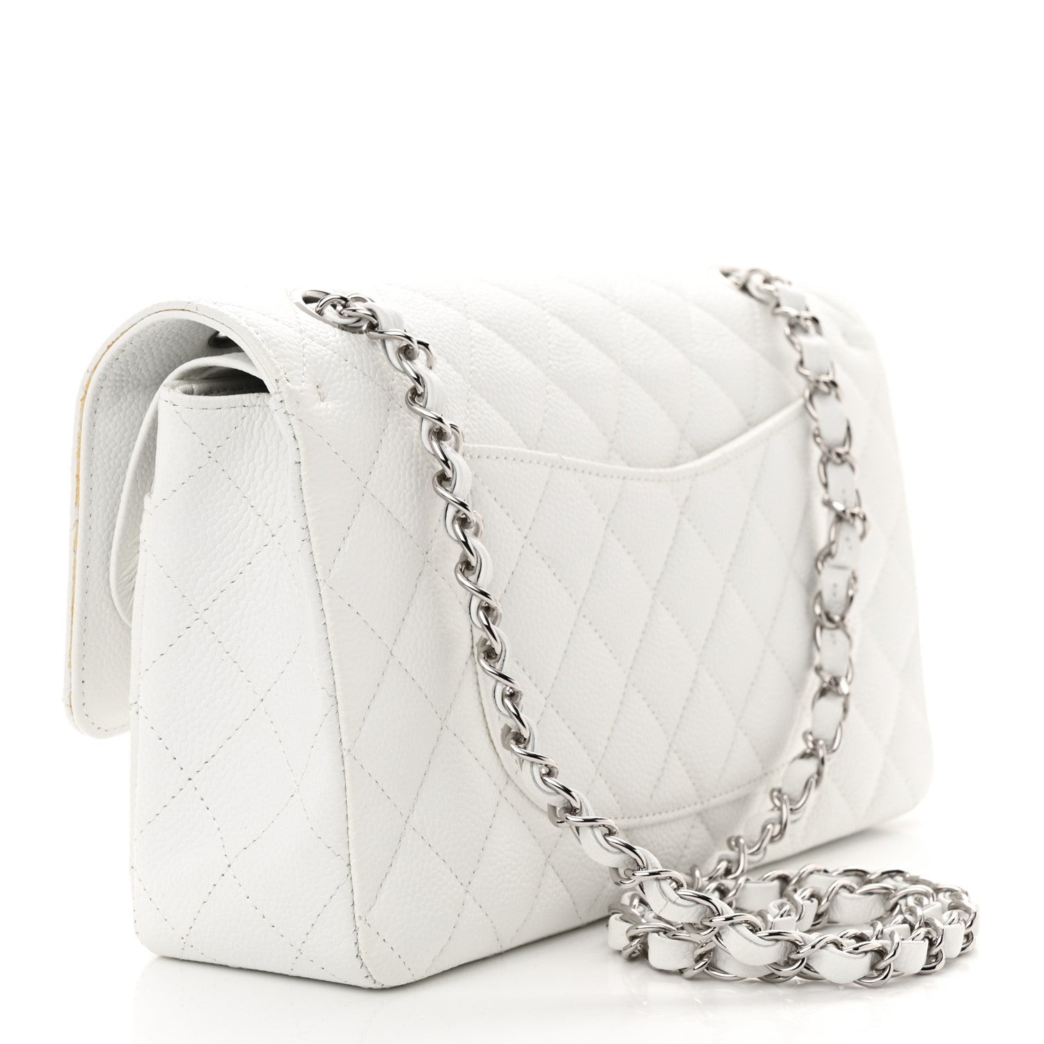 Chanel Caviar Quilted Medium Double Flap White 3 of 15