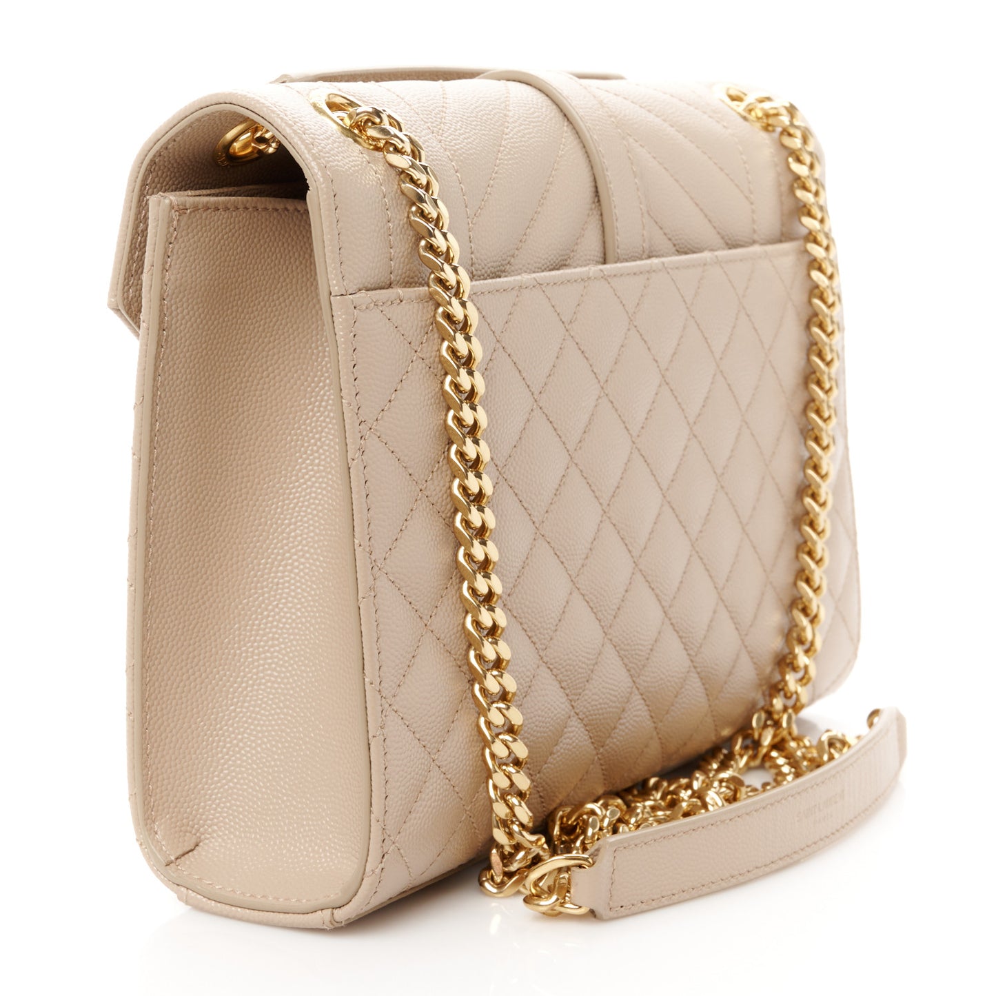 Grain De Poudre Textured Mixed Matelasse Medium Triquilt Monogram Satchel Dark Beige