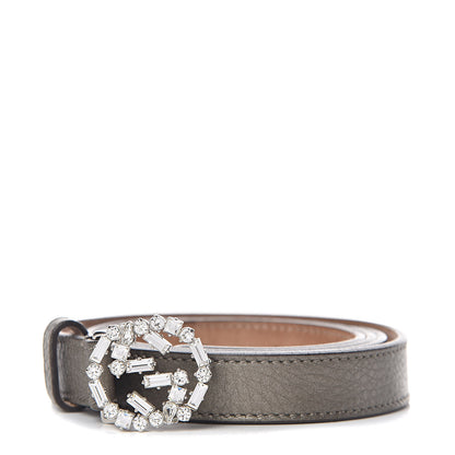 Gucci Metallic Calfskin Crystal Interlocking G Belt 95 38 Sasso 1 of 7