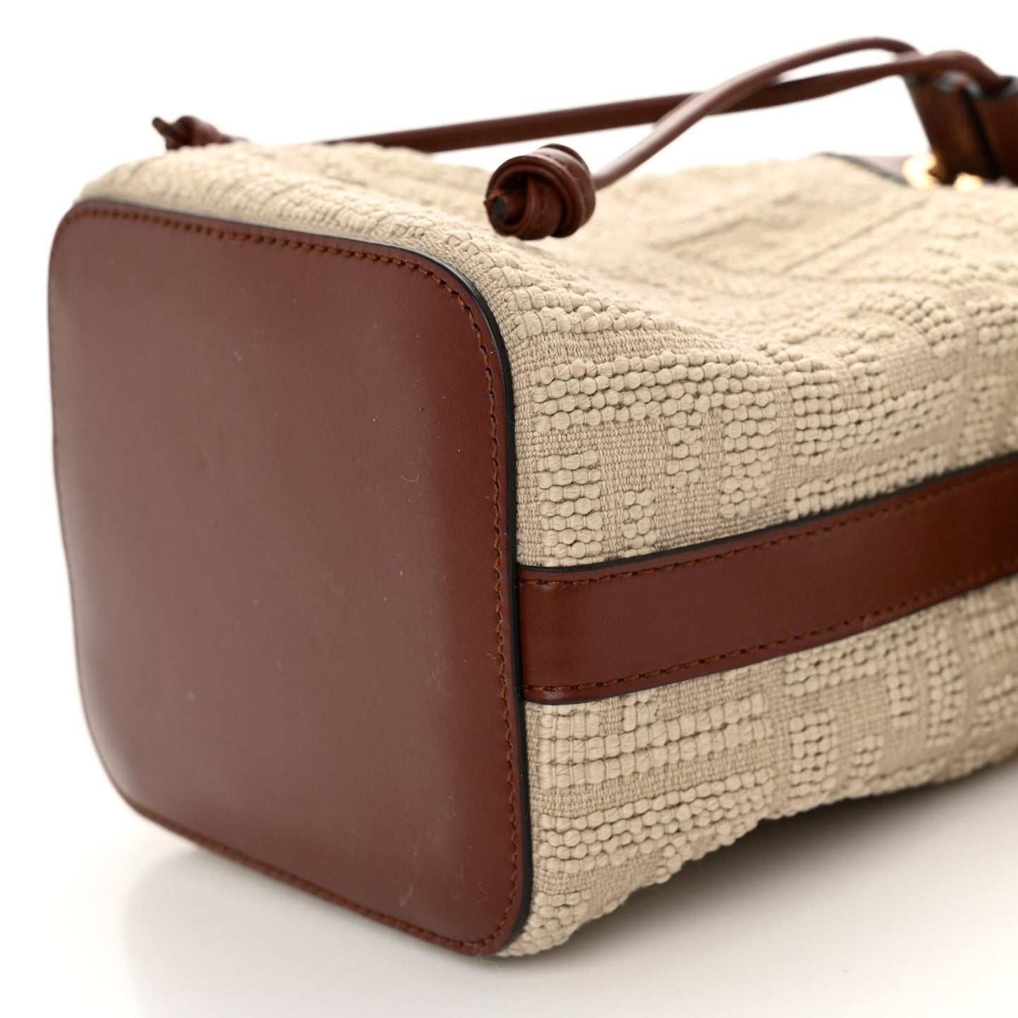 Sardinian Jacquard Vitello King F is Fendi FF 1974 Embroidered Mini Mon Tresor Bucket Bag Corda Praline