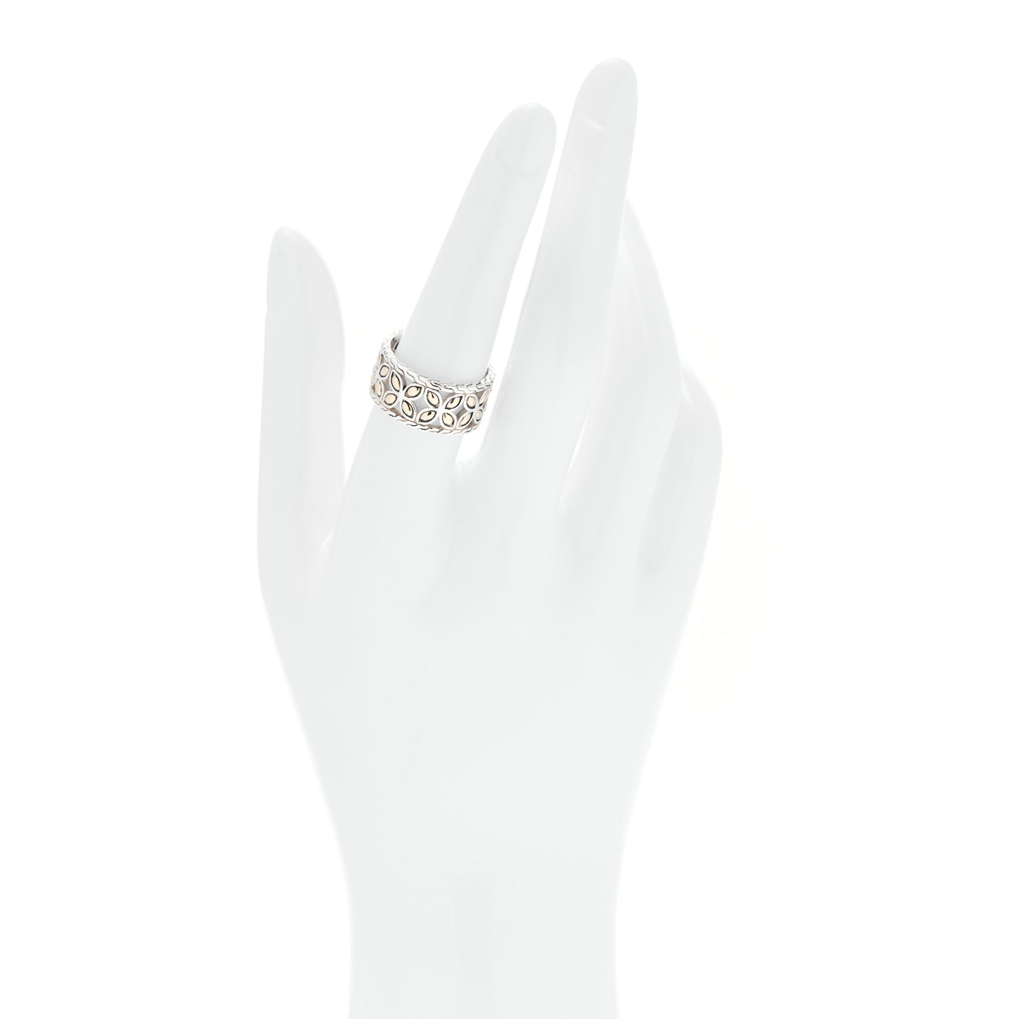 Sterling Silver 18K Yellow Gold Batu Kawung Band Ring 54 7