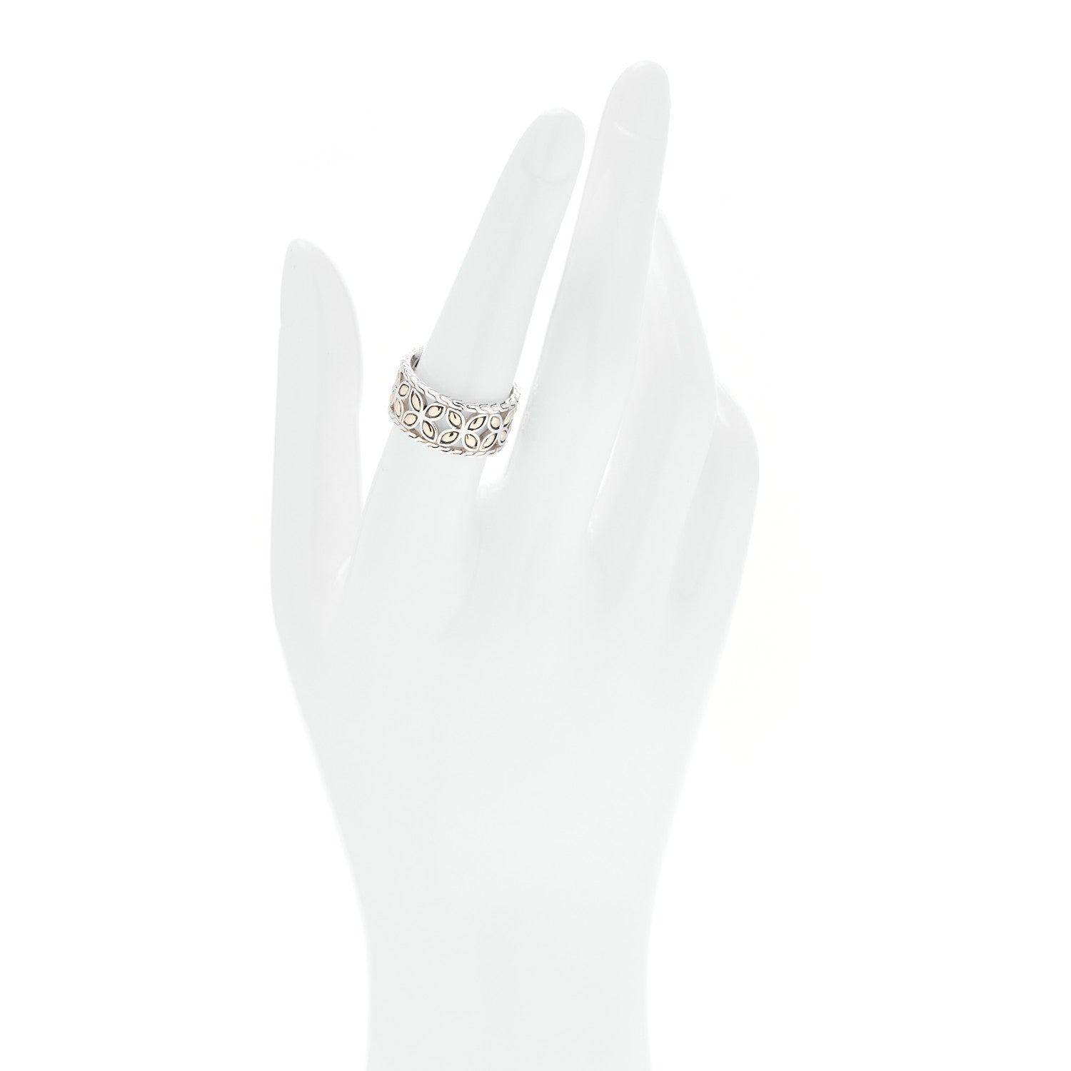 John Hardy Sterling Silver 18K Yellow Gold Batu Kawung Band Ring 54 7 2 of 6