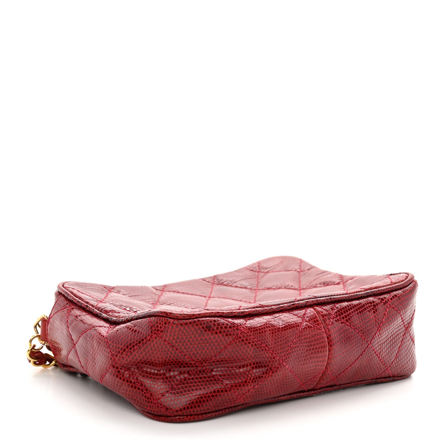 Chanel Lizard Quilted Small Tassel Camera Case Burgundy 4 of 15
