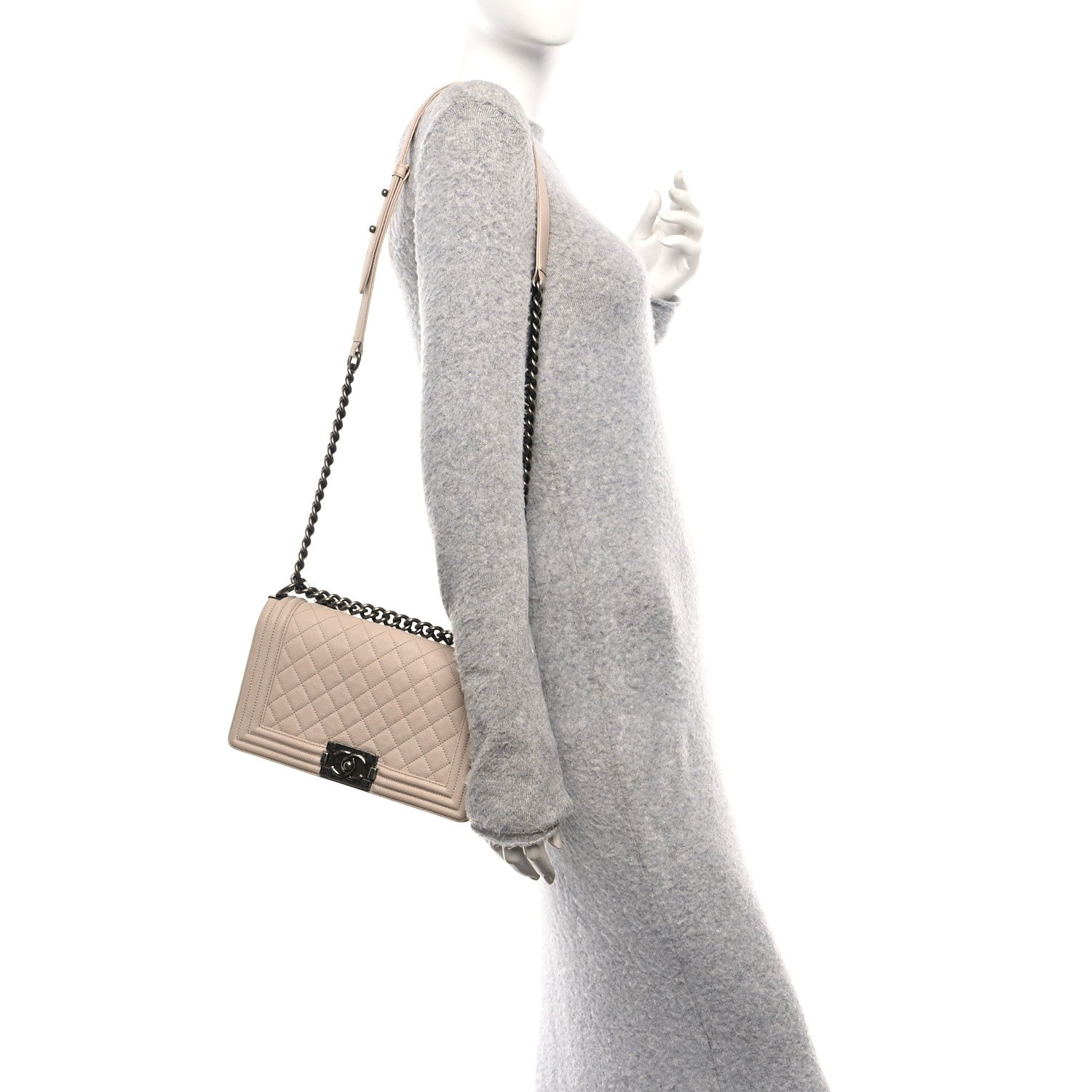 Chanel Caviar Quilted Medium Boy Flap Beige 2 of 10
