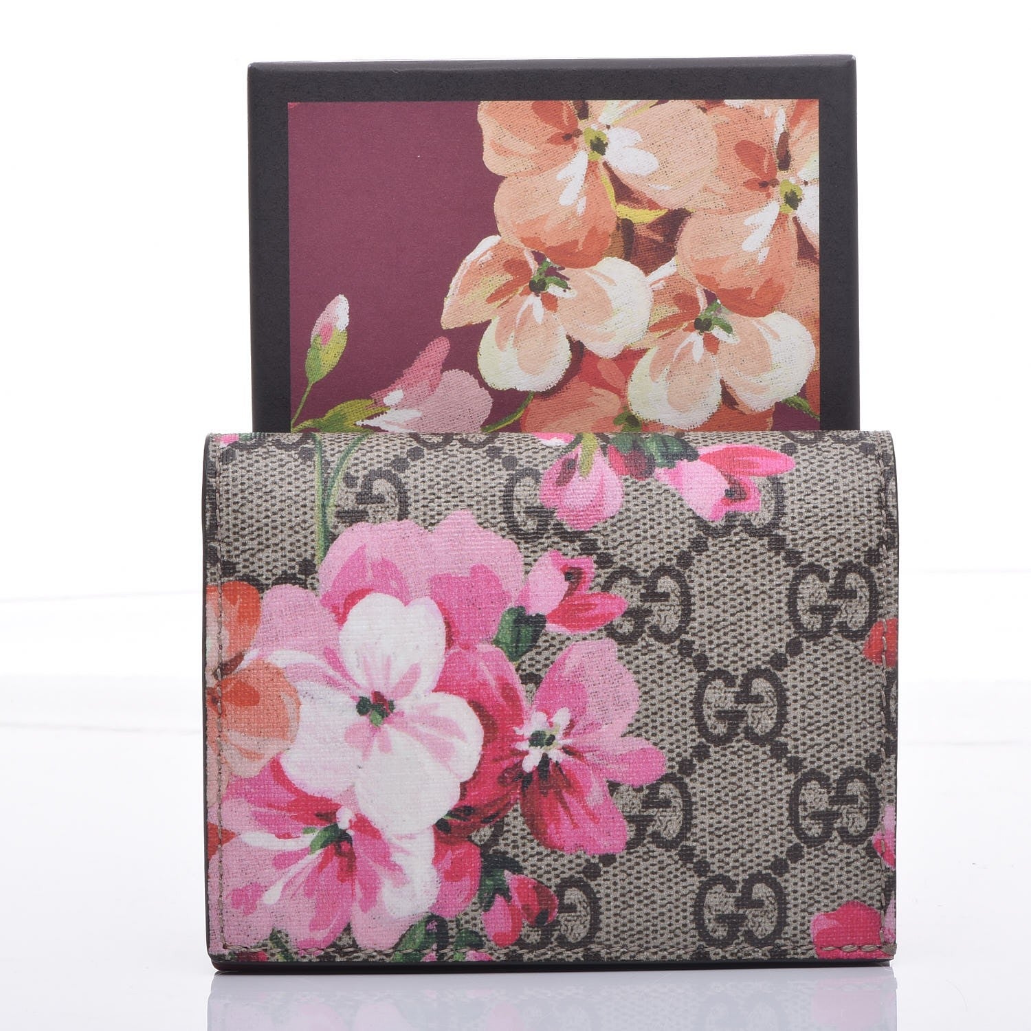 Gucci GG Supreme Monogram Blooms Card Case Beige Multicolor Dry Rose 8 of 8