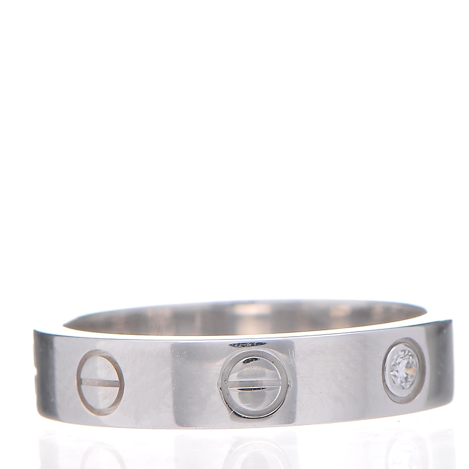 Cartier 18K White Gold Diamond 4mm LOVE Wedding Band Ring 50 5.25 3 of 5