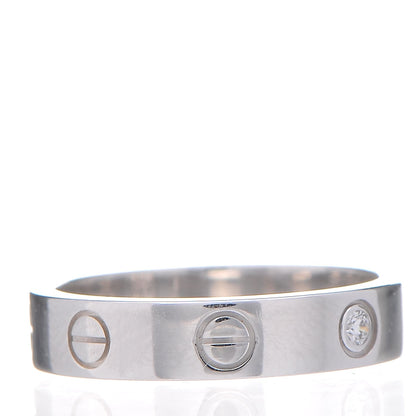 Cartier 18K White Gold Diamond 4mm LOVE Wedding Band Ring 50 5.25 3 of 5
