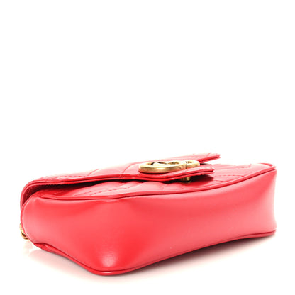 Gucci Calfskin Matelasse Super Mini GG Marmont Shoulder Bag Hibiscus Red 5 of 10