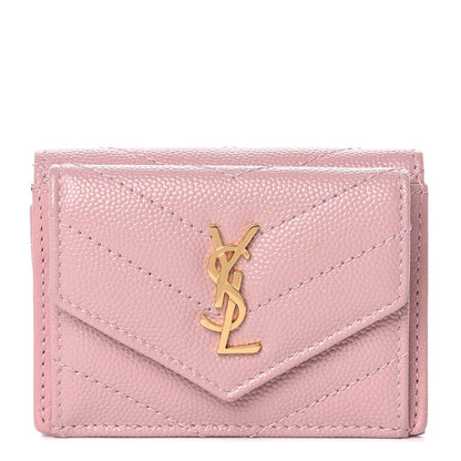 Saint Laurent Grain De Poudre Matelasse Chevron Monogram Tiny Wallet Tender Pink 1 of 8