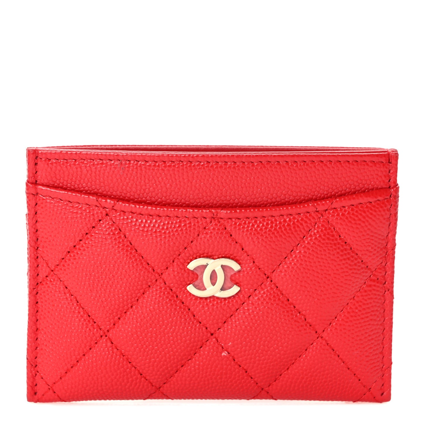 Caviar Quilted Card Holder Red