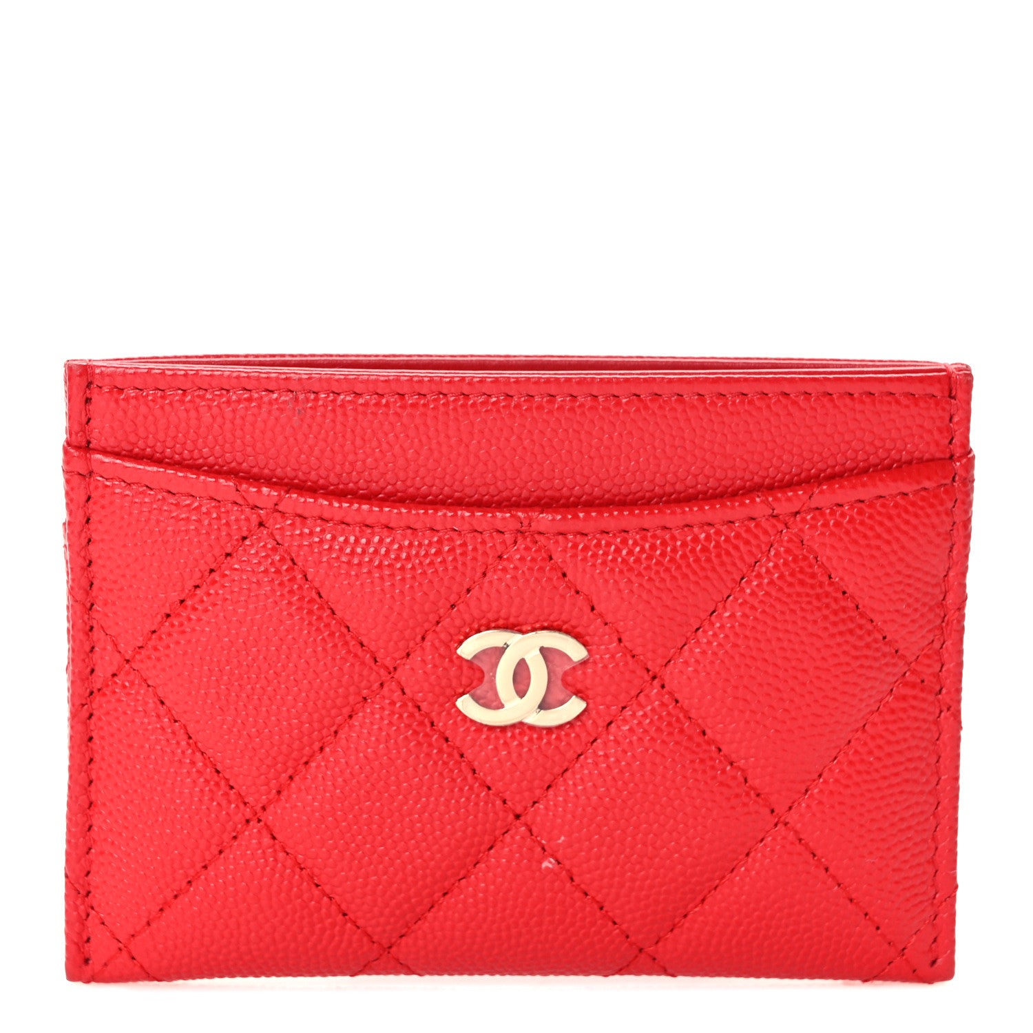 Chanel Caviar Quilted Card Holder Red 1 of 8