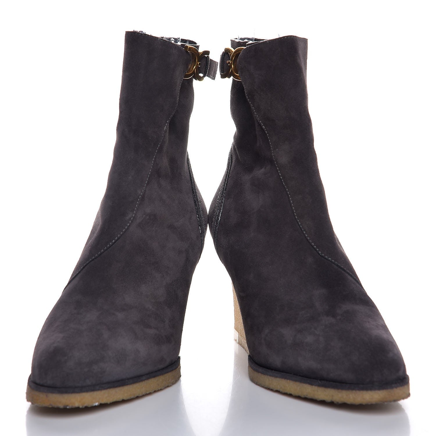 Chloe Suede Wedge Ankle Boots 40.5 Grey 6 of 9