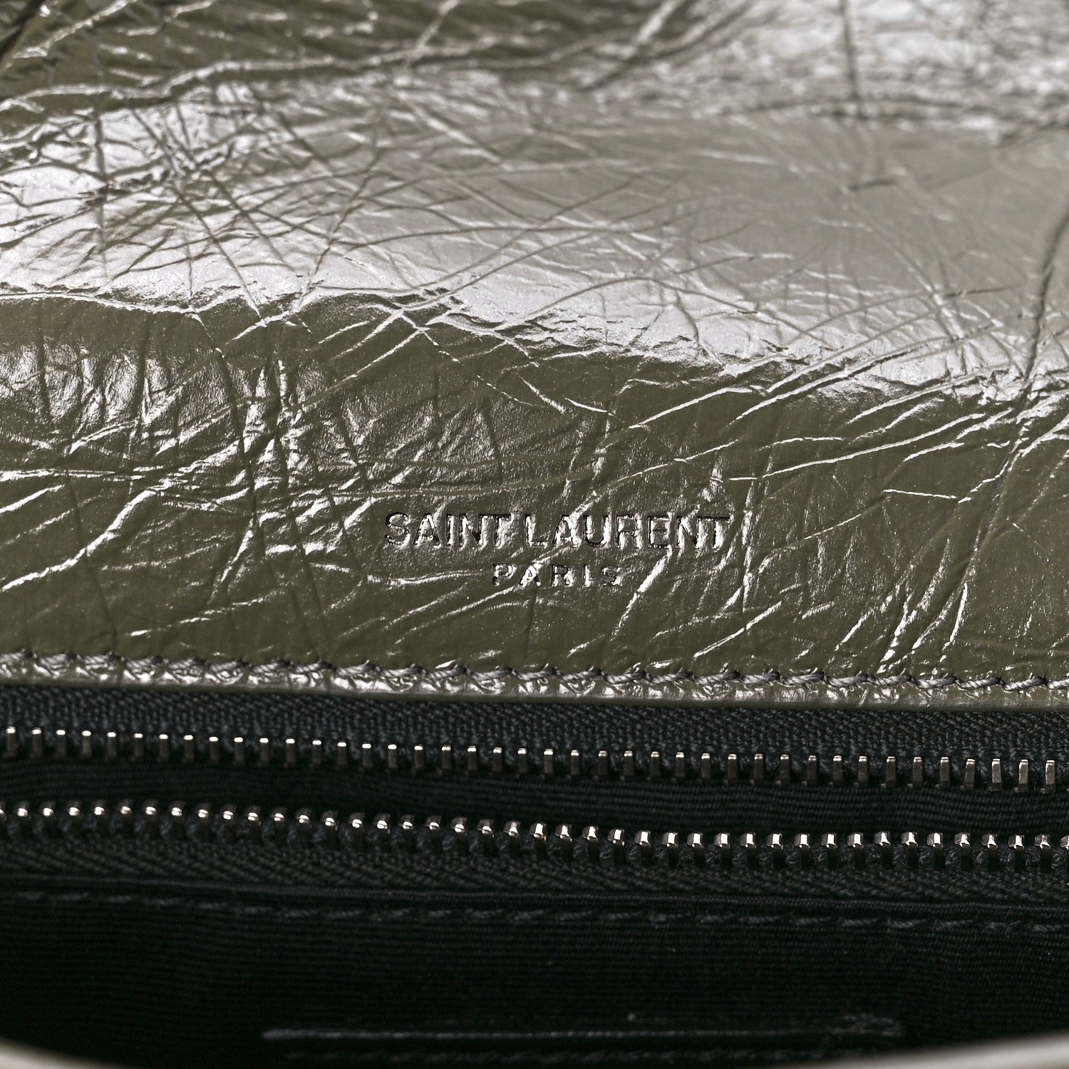 Saint Laurent Crinkled Calfskin Matelasse Monogram Medium Niki Chain Satchel Dark Green 7 of 12