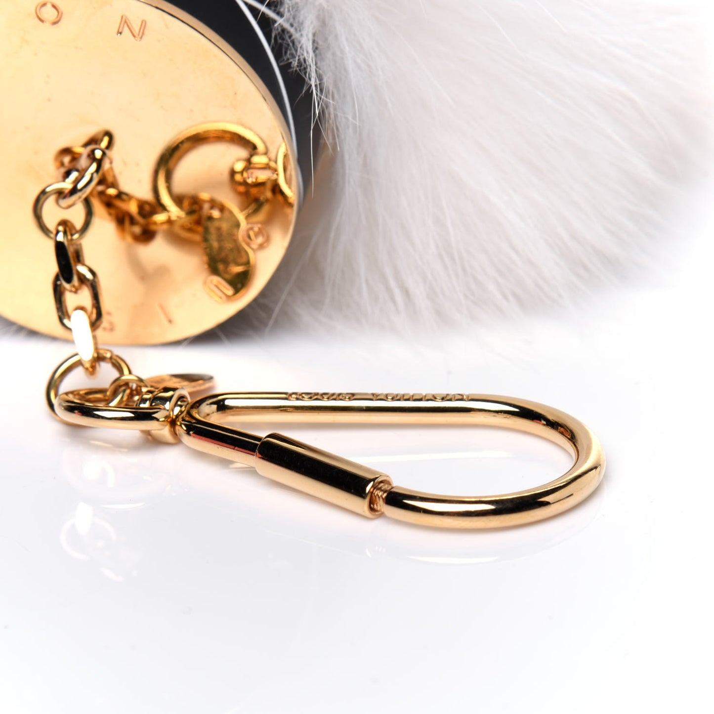Fox Fur Fuzzy V Bag Charm White