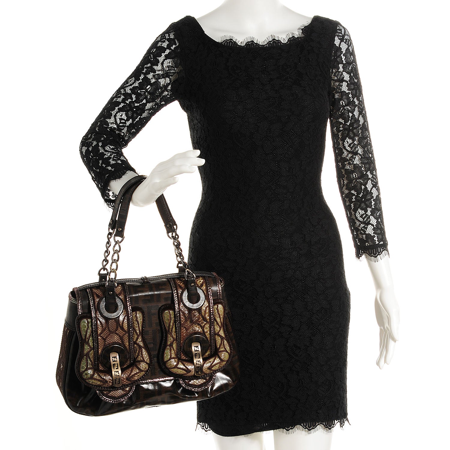 Fendi Python Zucca Spalmati B Bag Tobacco 2 of 9