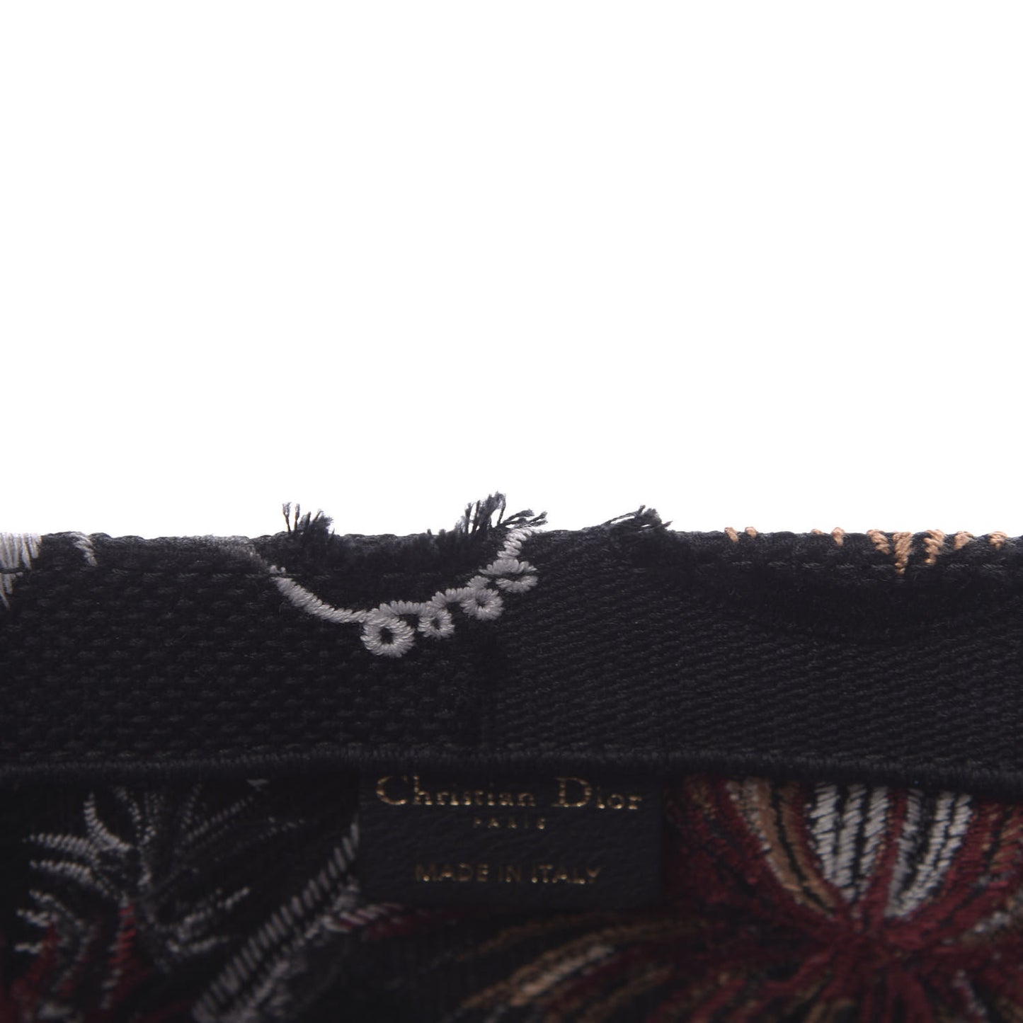 Canvas Embroidered Medium Camouflage Flowers Book Tote Black Multicolor
