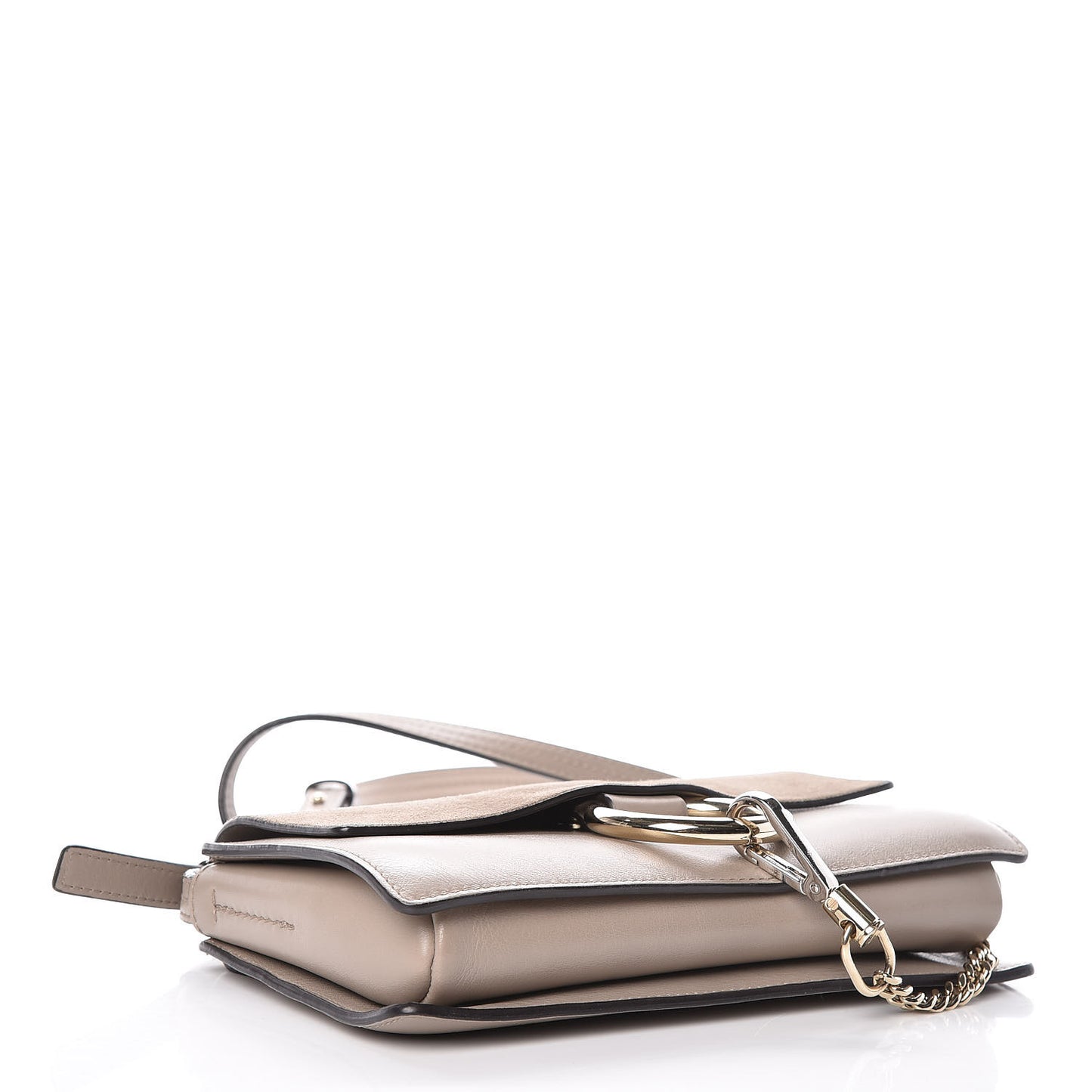 Suede Calfskin Small Faye Shoulder Bag Motty Grey