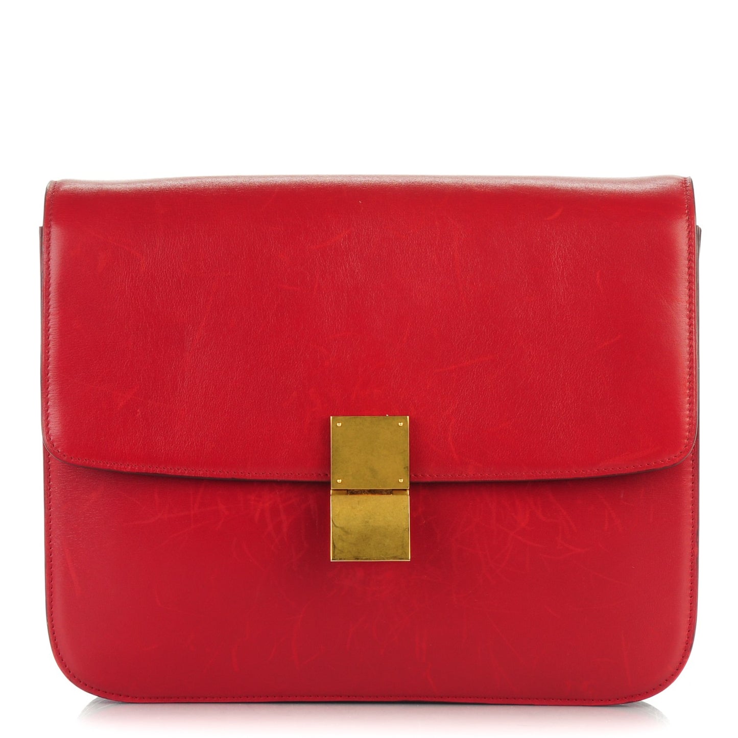 Smooth Calfskin Large Classic Box Flap Bag Red
