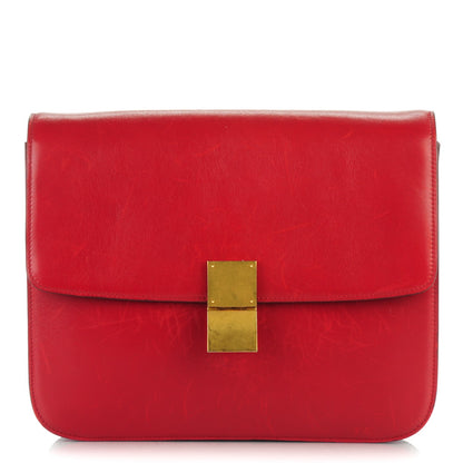 Celine Smooth Calfskin Large Classic Box Flap Bag Red 1 of 13