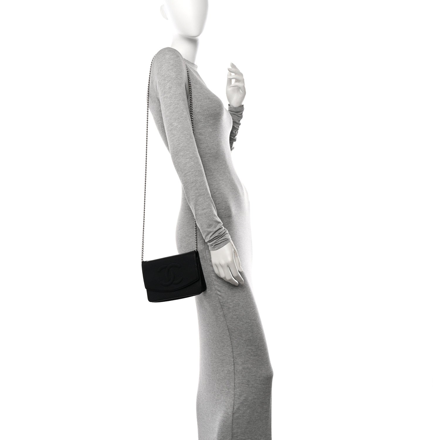 Chanel Caviar Timeless CC Wallet On Chain WOC Black 2 of 12