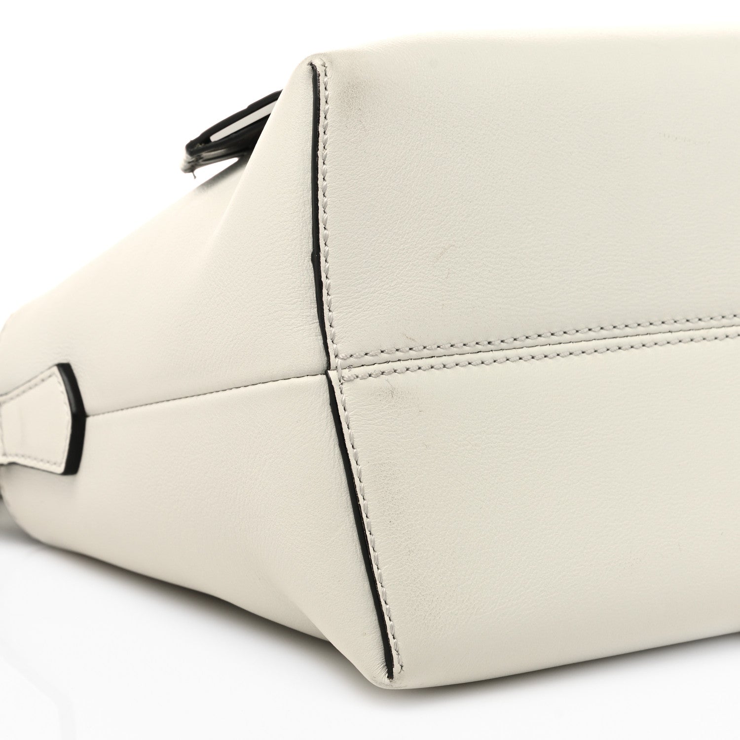 Fendi Vitello Dolce Bi-Color FF 1974 Embossed Medium By The Way Boston Bag White Ice Maya Black 9 of 13